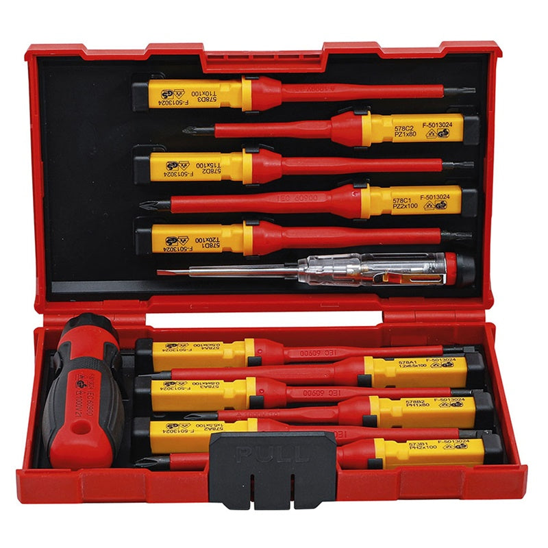 SET 13 PZ CACCIAVITI ISOLATI VDE CON LAME INTERCAMBIABILI ART.BGS35814 BIBA-RICAMBI