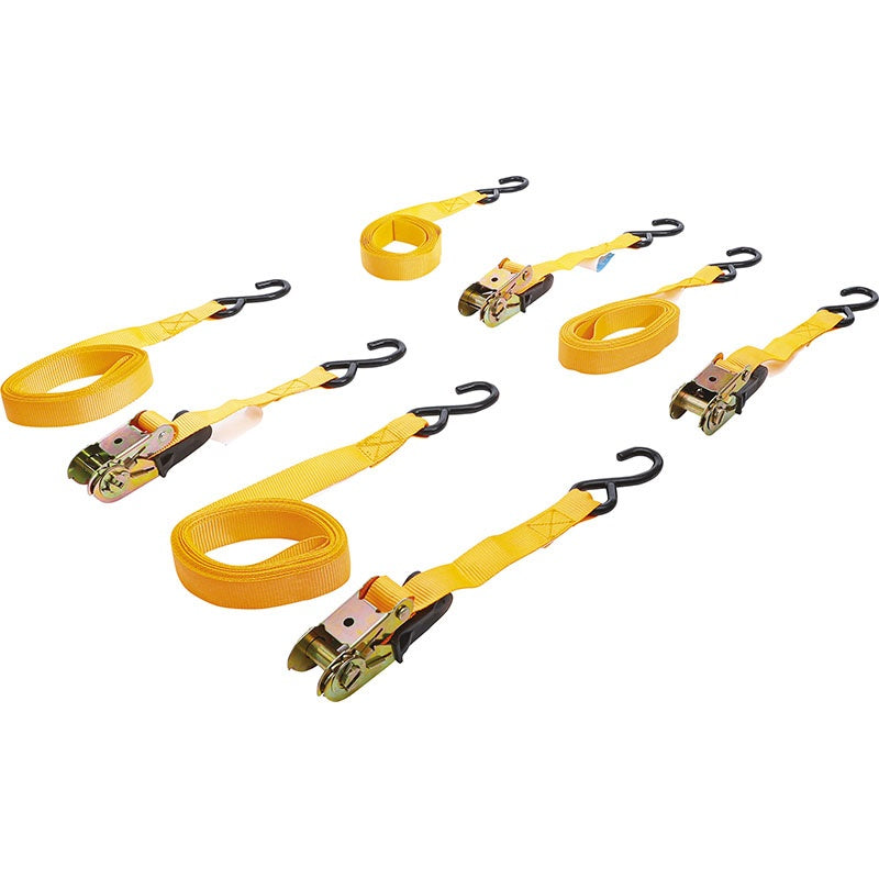 Set 8 Pezzi Cinghie Per Carico Con Cricchetto 5 Metri x 25 Millimetri Art.BGS6831 BIBA-RICAMBI