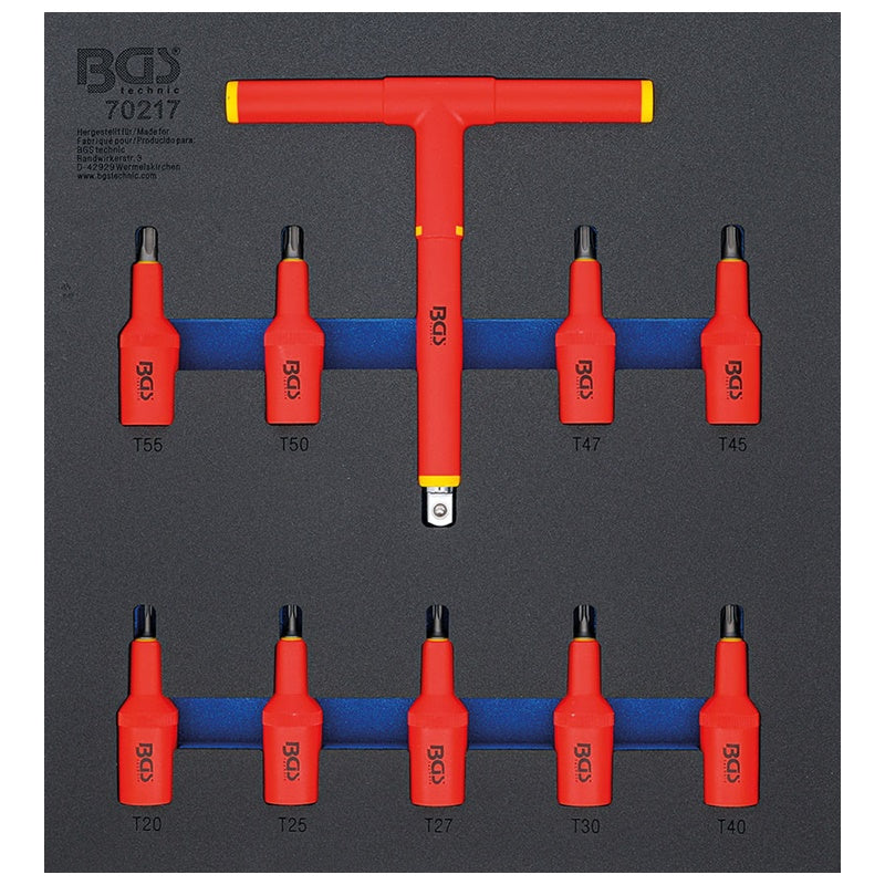 2/3 MODULO PER CARRELLO: SET 10 PZ BUSSOLE ISOLATE VDE ATT.1/2” TORX TX20 - TX55 BIBA-RICAMBI