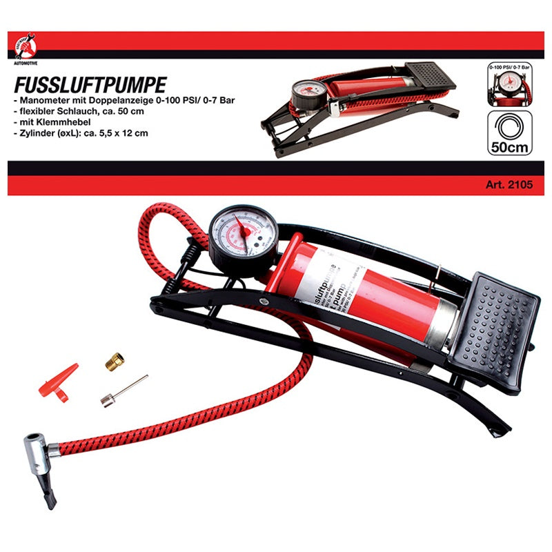 Pompa Gonfiaggio a Pedale 0-7 Bar art.BGS2105 BIBA-RICAMBI
