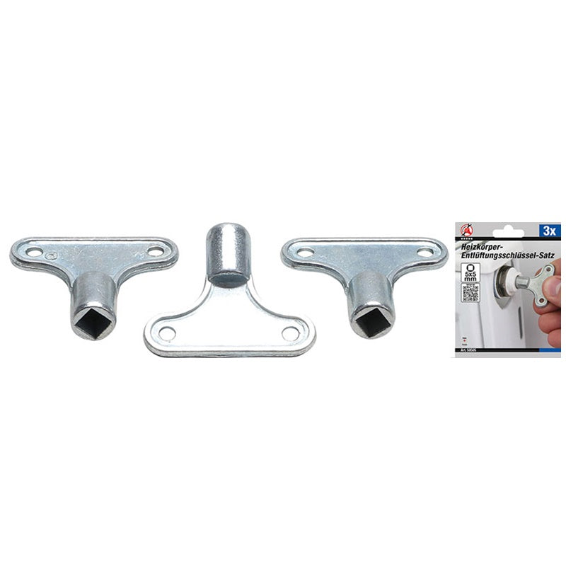 Set 3 Pezzi Chiavi per Spurgo Termosifoni art.BGS50505 BIBA-RICAMBI