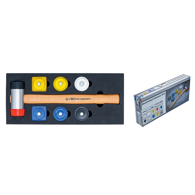 Set 9 Pezzi Martello con Teste Intercambiabili Ø 43 mm BGS52101 BIBA-RICAMBI