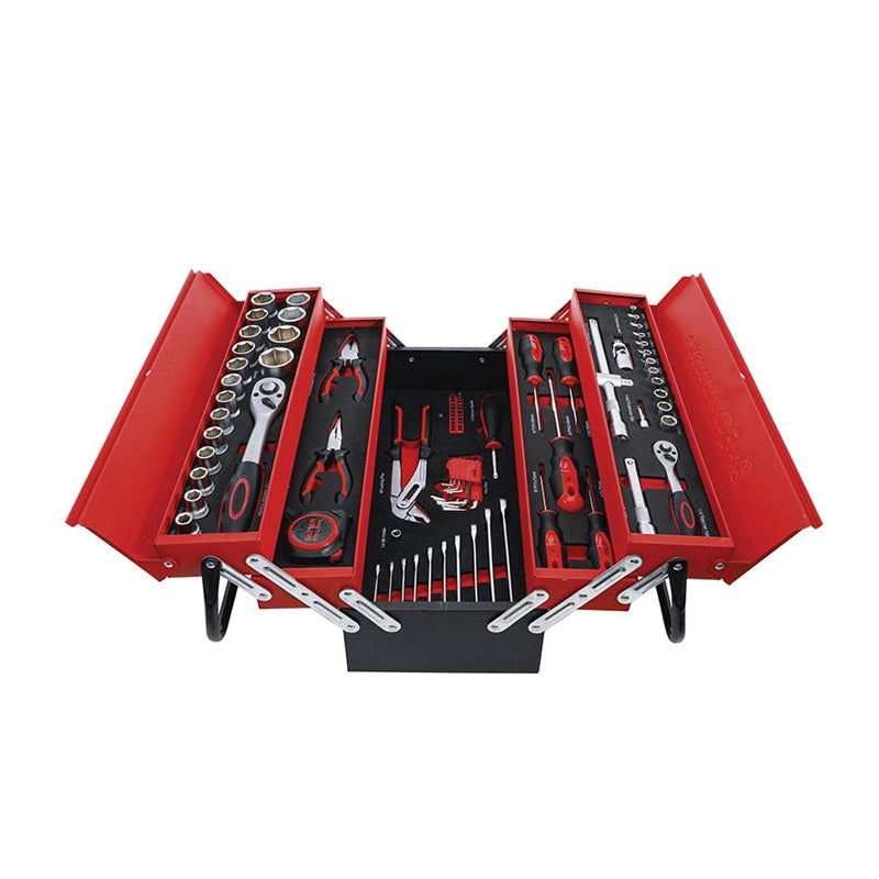 CASSETTA PORTA ATTREZZI IN LAMIERA, 5 SCOMPARTI, CON 86 UTENSILI ART.BGS6056 BIBA-RICAMBI