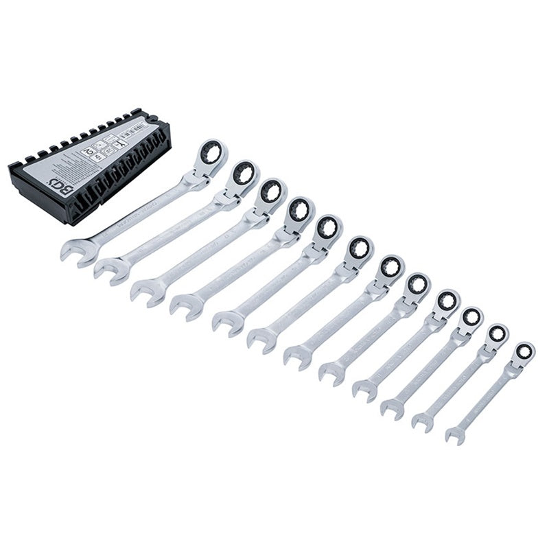 SET 12 PZ CHIAVI COMBINATE A CRICCHETTO POLIGONALE CON SNODO 8-19 MM ART.BGS6546 BIBA-RICAMBI
