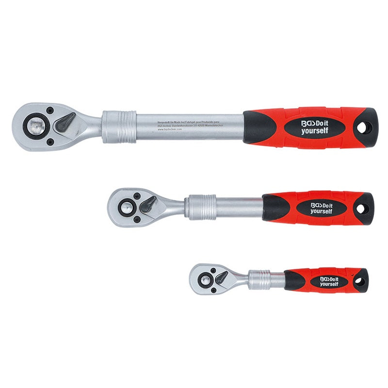 SET 3 PZ CRICCHETTI REVERSIBILI ESTENSIBILI ATTACCO 1/4”-3/8”-1/2” ART.BGS72113 BIBA-RICAMBI