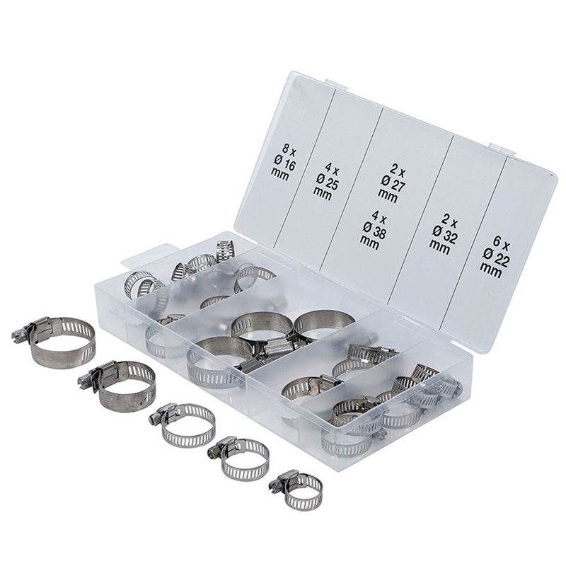 SET 26 PZ FASCETTE STRINGITUBO IN ACCIAIO INOSSIDABILE Ø 16-38 ART.BGS8055-1 BIBA-RICAMBI