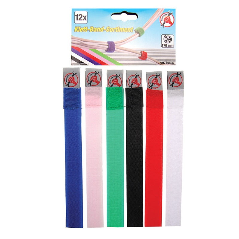 Assortimento 12 Fascette Fermacavo in Velcro art.BGS80825 BIBA-RICAMBI
