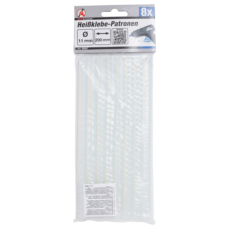 Set 8 Pezzi Stick Colla a Caldo Ø 11 mm X 200 mm art.BGS80857 BIBA-RICAMBI