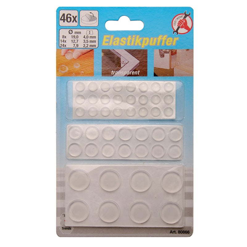 Assortimento 46 Pezzi Gommini Adesivi Trasparenti art.BGS80866 BIBA-RICAMBI
