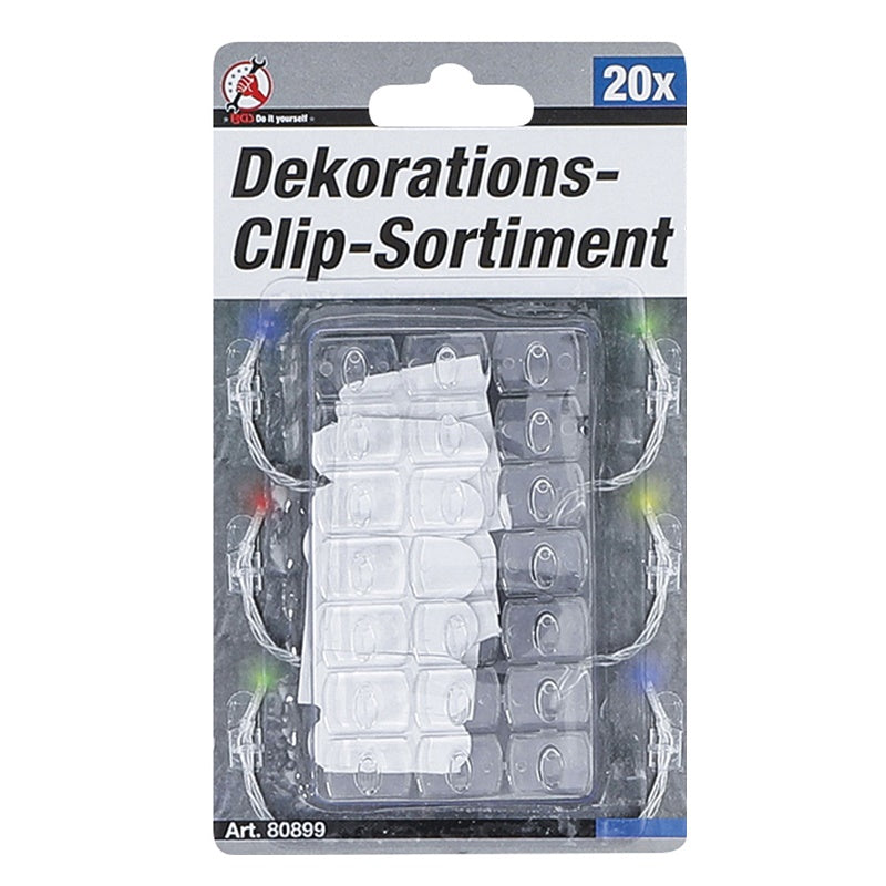 Assortimento 20 Pezzi Clip Decorative Trasparenti art.BGS80899 BIBA-RICAMBI