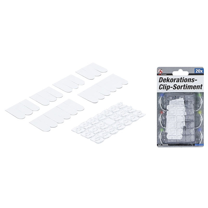 Assortimento 20 Pezzi Clip Decorative Trasparenti art.BGS80899 BIBA-RICAMBI
