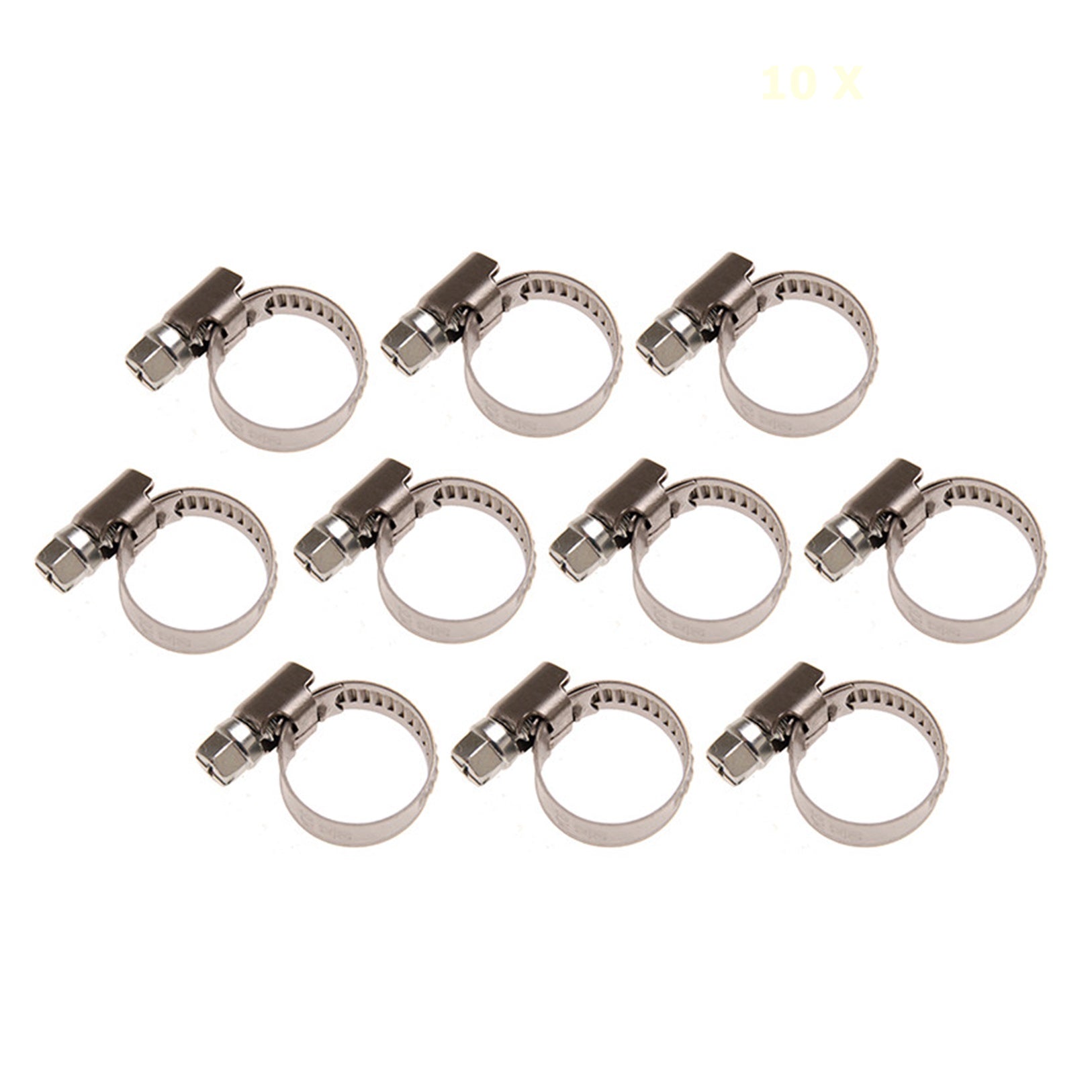 Set 10 Pezzi Fascette per Tubi in Inox 8x12 mm art.BGS8095-8X12 BIBA-RICAMBI