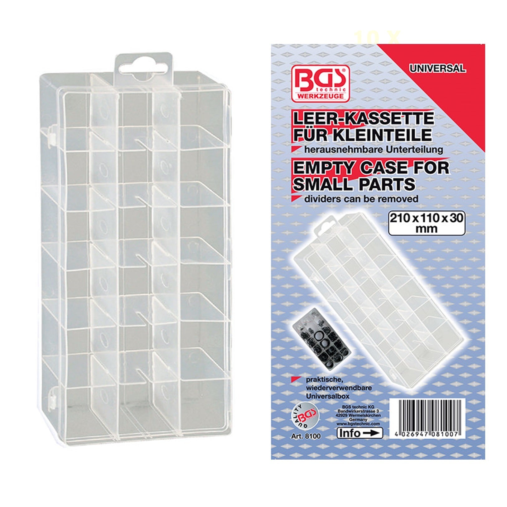 Custodia Vuota Per Minuteria 210x110x30 mm art.BGS8100 BIBA-RICAMBI