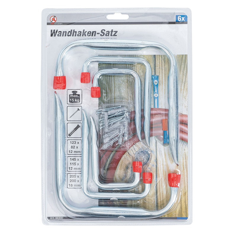 Set 6 Pezzi Ganci da Parete art.BGS88300 BIBA-RICAMBI