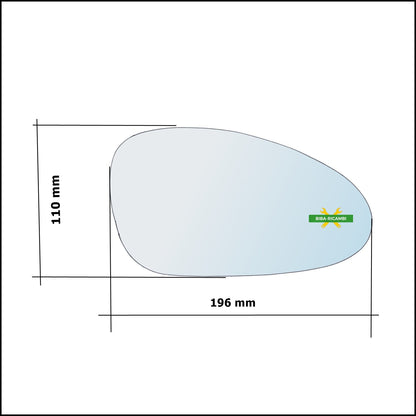 Vetro Specchio Retrovisore Cromato Lato Dx-Passeggero Per Porsche Boxter (987) dal 2004-2011 BIBA-RICAMBI