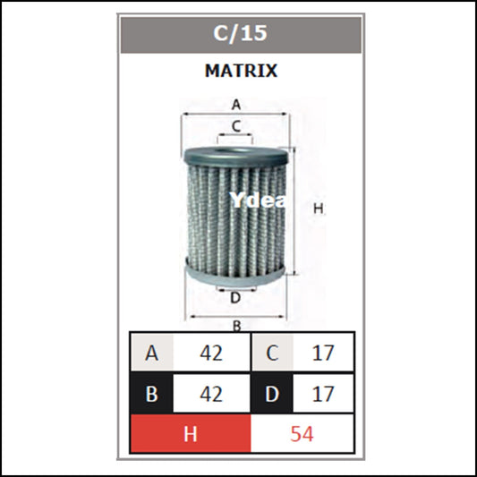Filtro Gpl Impianto Matrix art.C/15 BIBA-RICAMBI