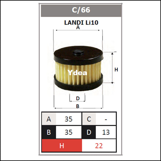 Filtro Gpl Impianto Landi Li10 art.C/66 BIBA-RICAMBI