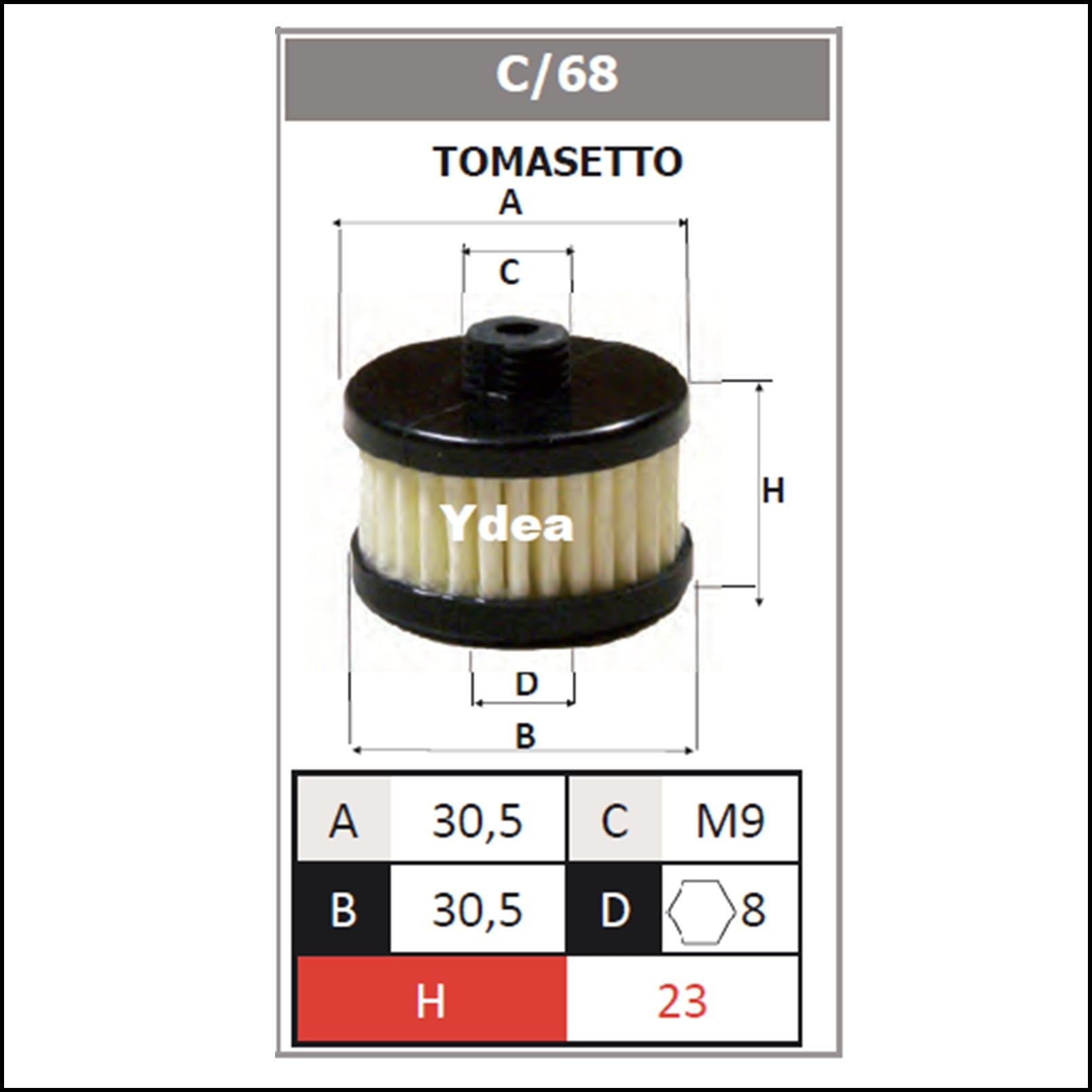 Filtro Gpl Impianto Tomasetto art.C/68 BIBA-RICAMBI