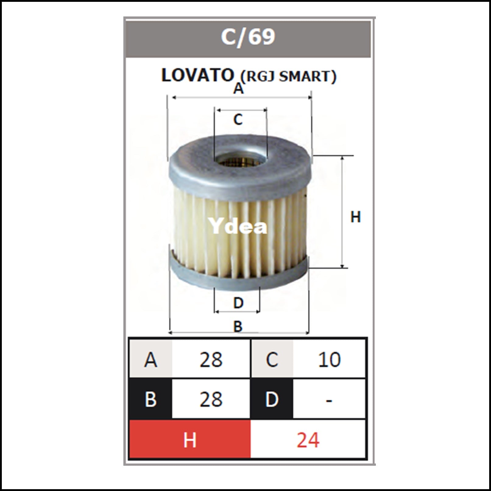 Filtro Gpl Impianto Lovato (RGJ Smart) art.C/69 BIBA-RICAMBI