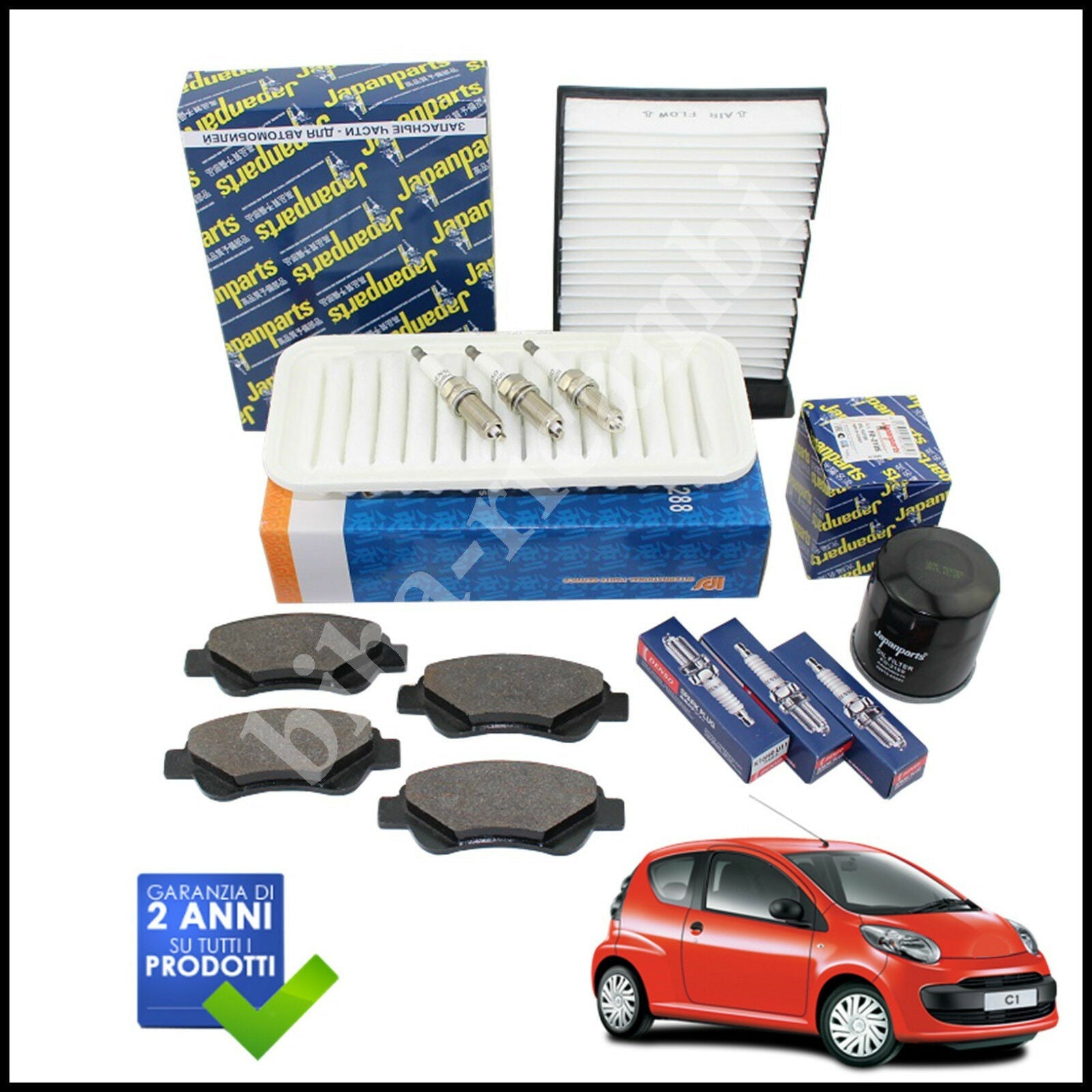 Kit Tagliando Filtri | Candele | Pastiglie Per Citroen C1 1.000 50kw/68cv dal 2005&gt; BIBA-RICAMBI