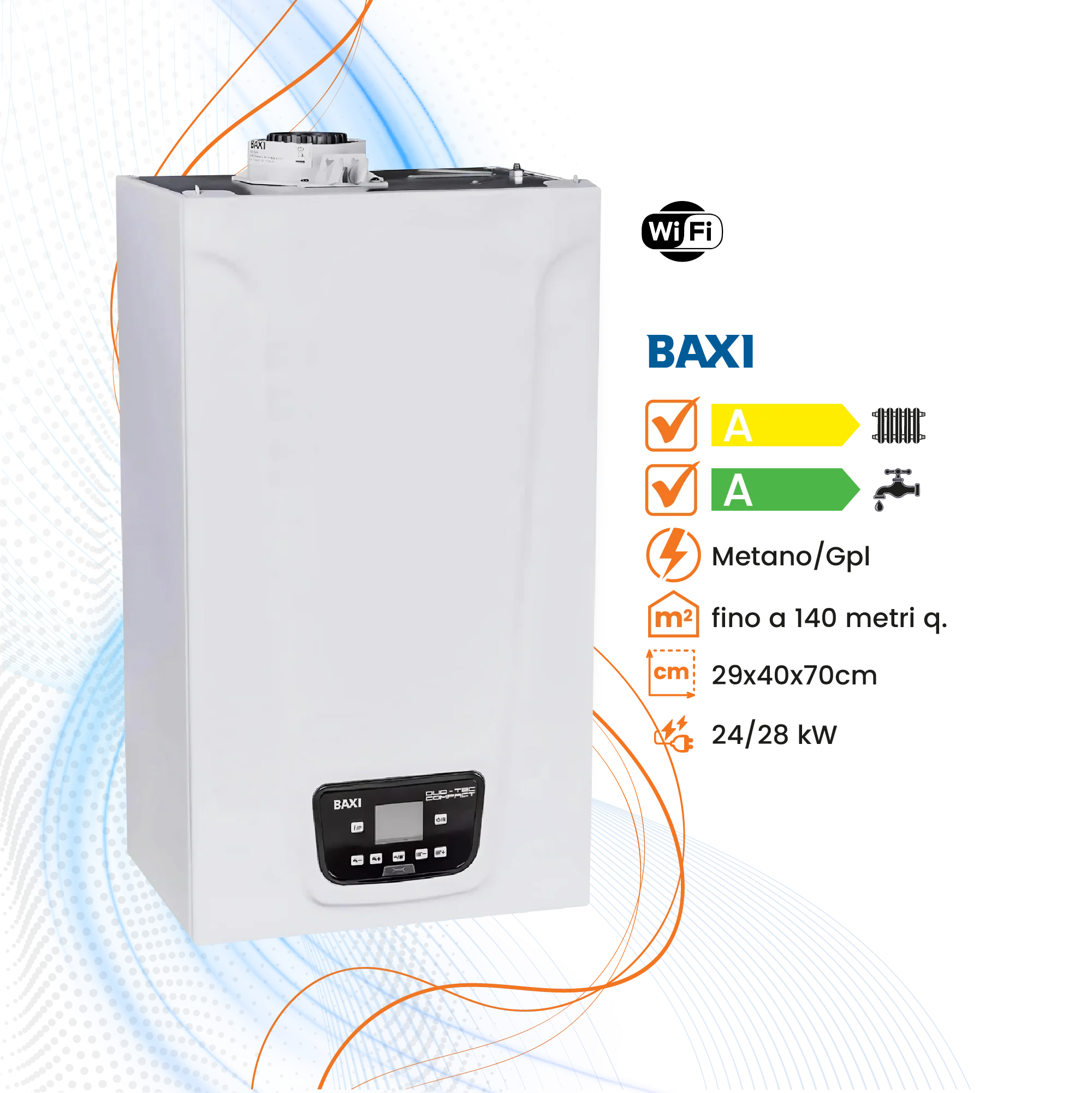 Caldaia Baxi Duo-Tec Compact E WiFi a Condensazione - BIBA-RICAMBI