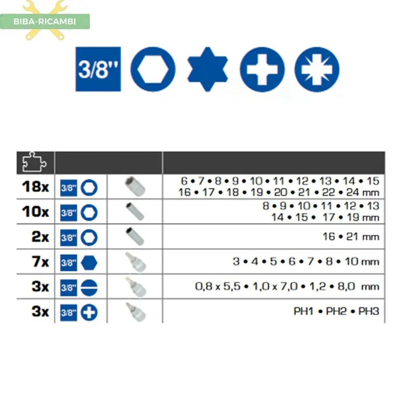 Chiavi A Bussola 3/8'' Brilliant Tools (61pzz) BIBA-RICAMBI