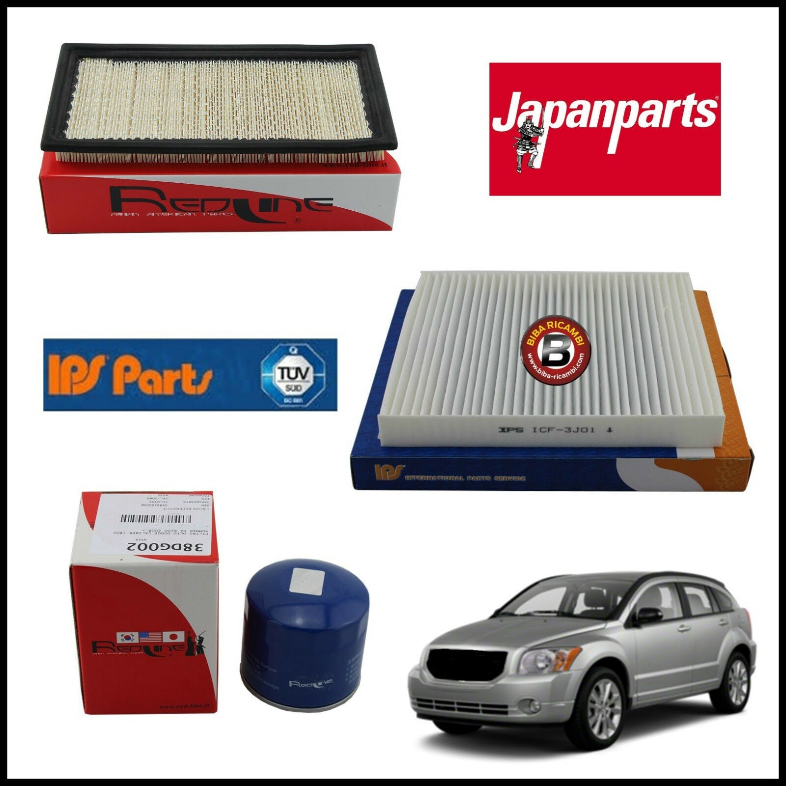 Kit Tagliando Filtri Per Dodge Caliber 1.800 110kw/150cv dal 2006&gt; BIBA-RICAMBI