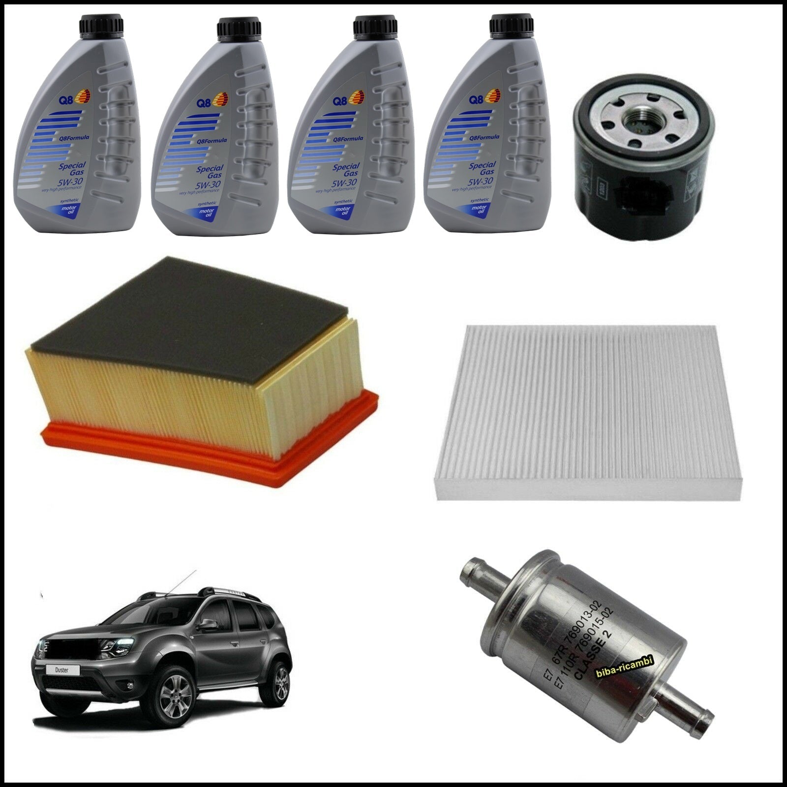 Kit Tagliando Olio | Filtri Per Dacia Duster 1.600 GPL 77kw/105cv dal 2012&gt; BIBA-RICAMBI