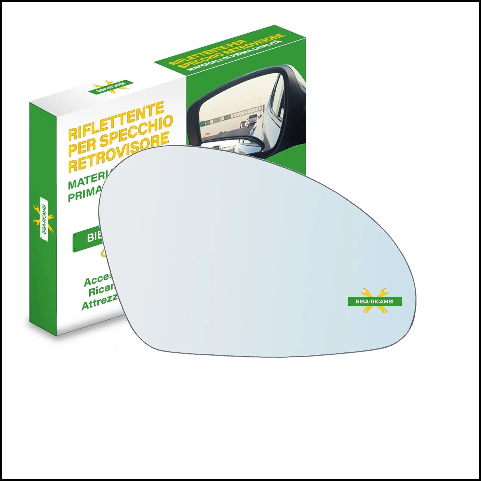 Vetro Specchio Retrovisore Cromato Lato Dx-Passeggero Per Seat Cordoba II (6L2) dal 2002-2009 BIBA-RICAMBI