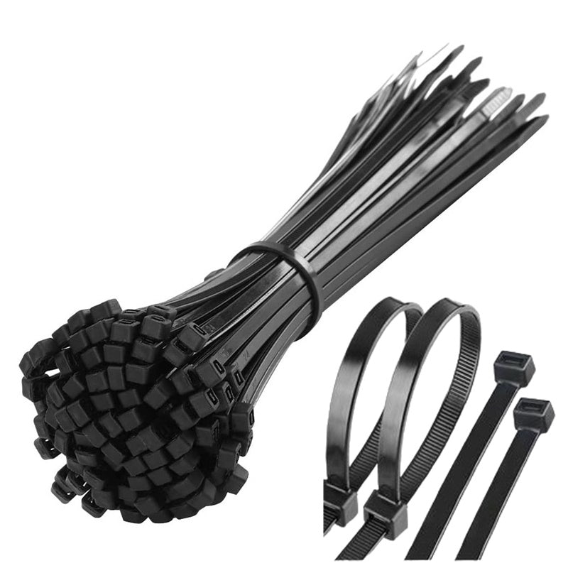 Fascette In Plastica Uso Professionale 7.6 x 370 | Colore Nero (25Pzz) BIBA-RICAMBI