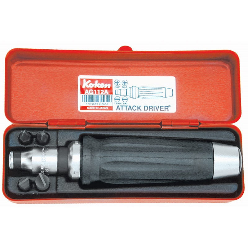 SET 6 PZ CACCIAVITE A PERCUSSIONE IN CASSETTA CON ACCESSORI ATTACCO 1/2" BIBA-RICAMBI