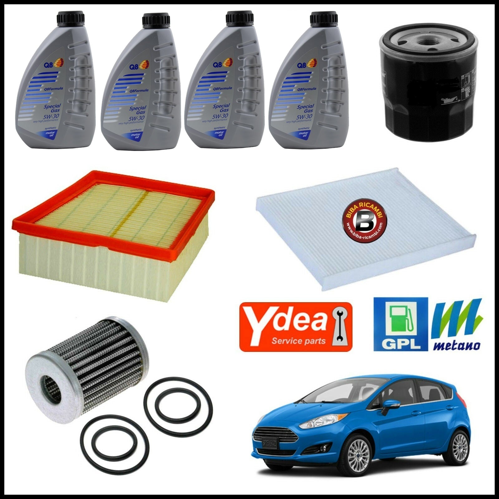 Kit Tagliando Olio | Filtri Per Ford Fiesta VI 1.400 GPL 71kw/97cv dal 2009&gt; BIBA-RICAMBI