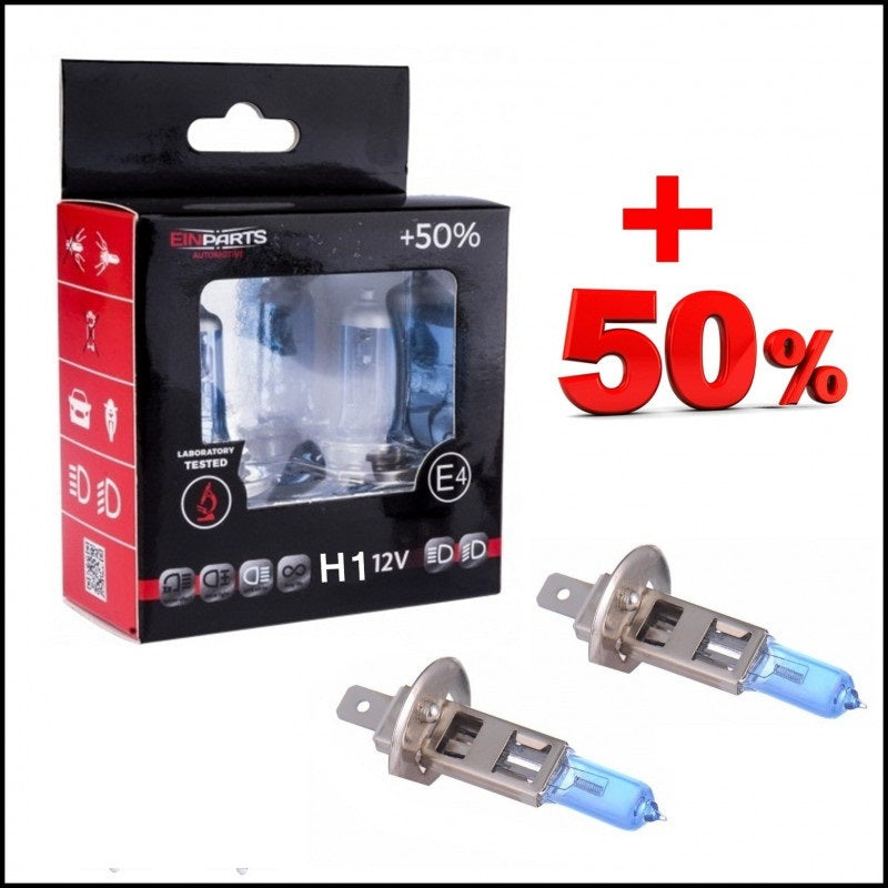 Coppia Lampadine H1 12V 55W Effetto Xenon +50% Luce BIBA-RICAMBI