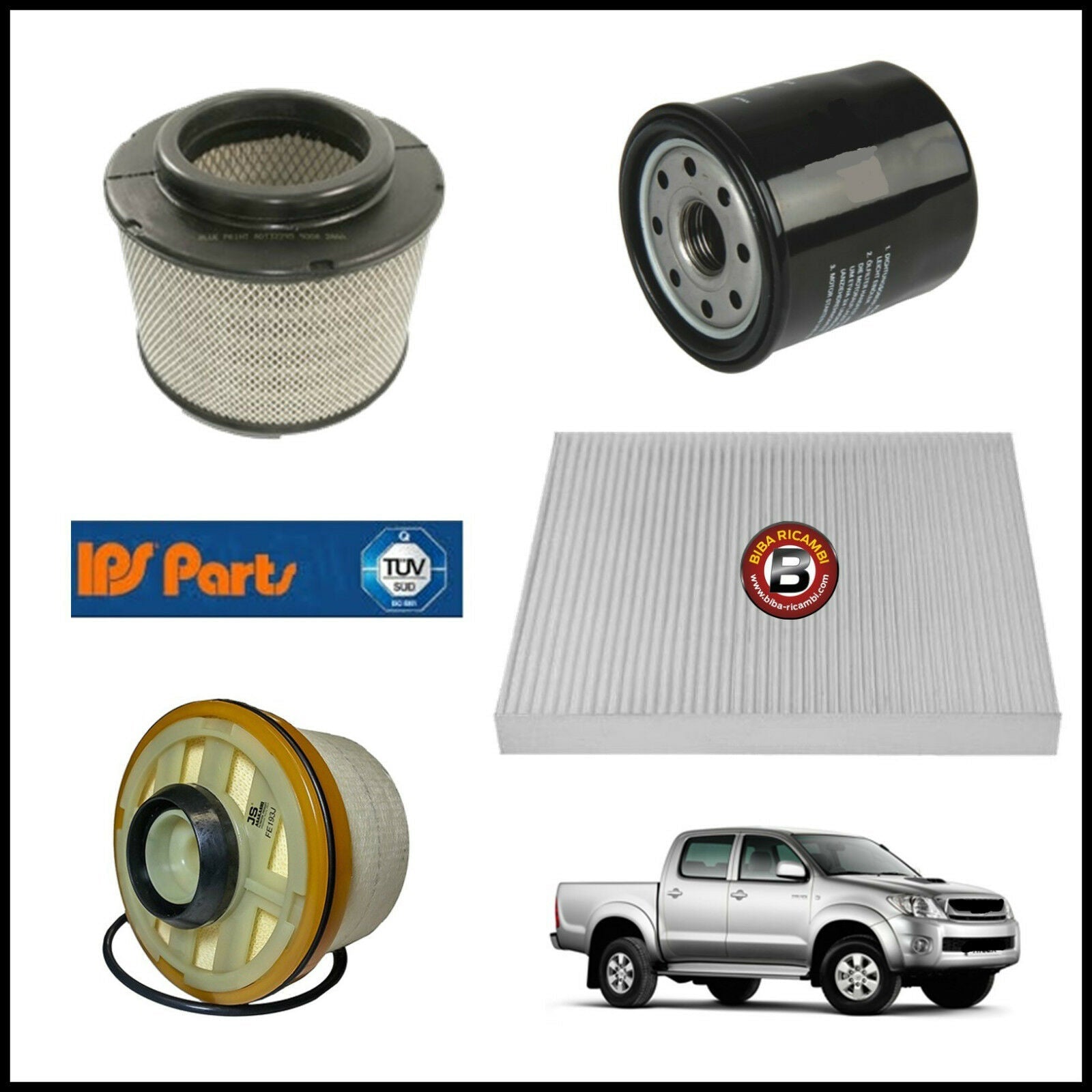 Kit Tagliando Filtri Per Toyota Hilux Pick-Up 3.000 D-4D 126kw/171cv dal 2007&gt; BIBA-RICAMBI