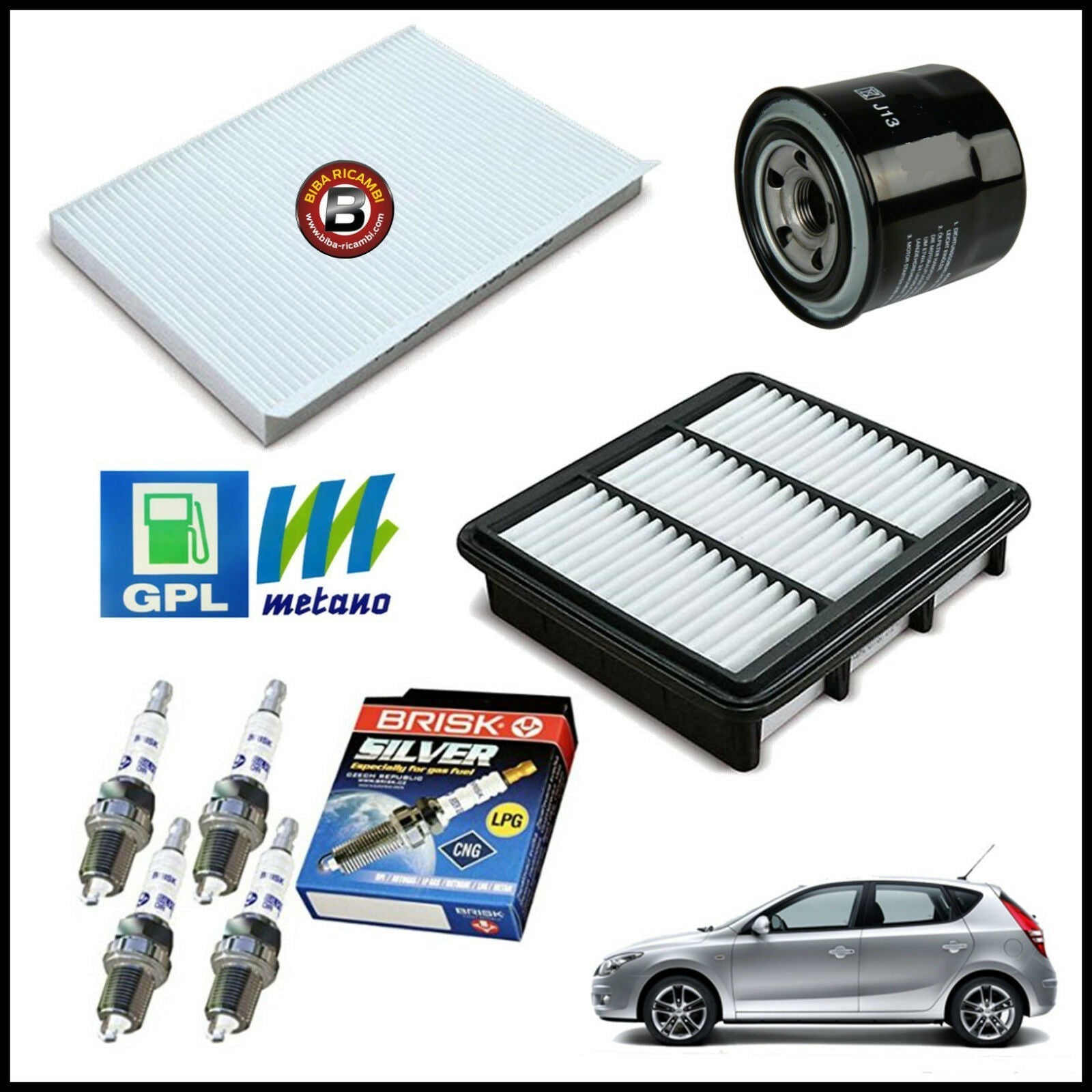 Kit Tagliando Filtri | Candele Per Hyundai i30 2.000 105kw/143cv dal 2007&gt; BIBA-RICAMBI