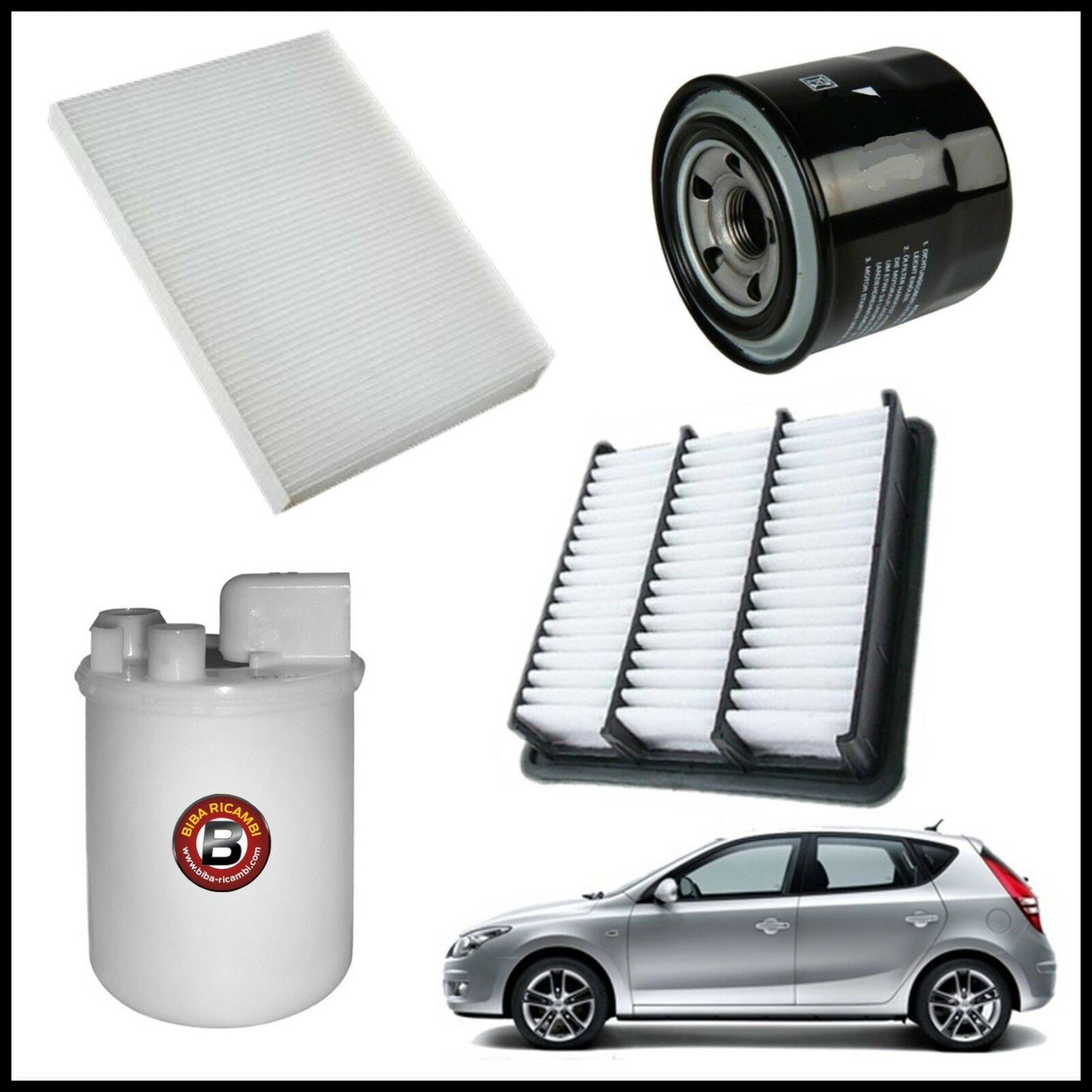 Kit Tagliando Filtri Per Hyundai i30 1.600 93kw/126cv dal 2008&gt; BIBA-RICAMBI