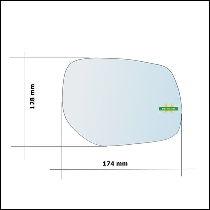 Piastra Retrovisore Asferica Termica Lato Sx-Guidatore Per Infiniti QX30 dal 2016&gt; BIBA-RICAMBI