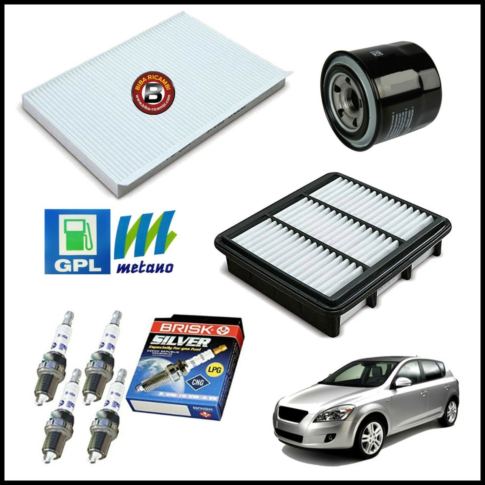 Kit Tagliando Filtri | Candele Per Kia Cee'd 1.600 90kw/122cv dal 2006&gt; BIBA-RICAMBI