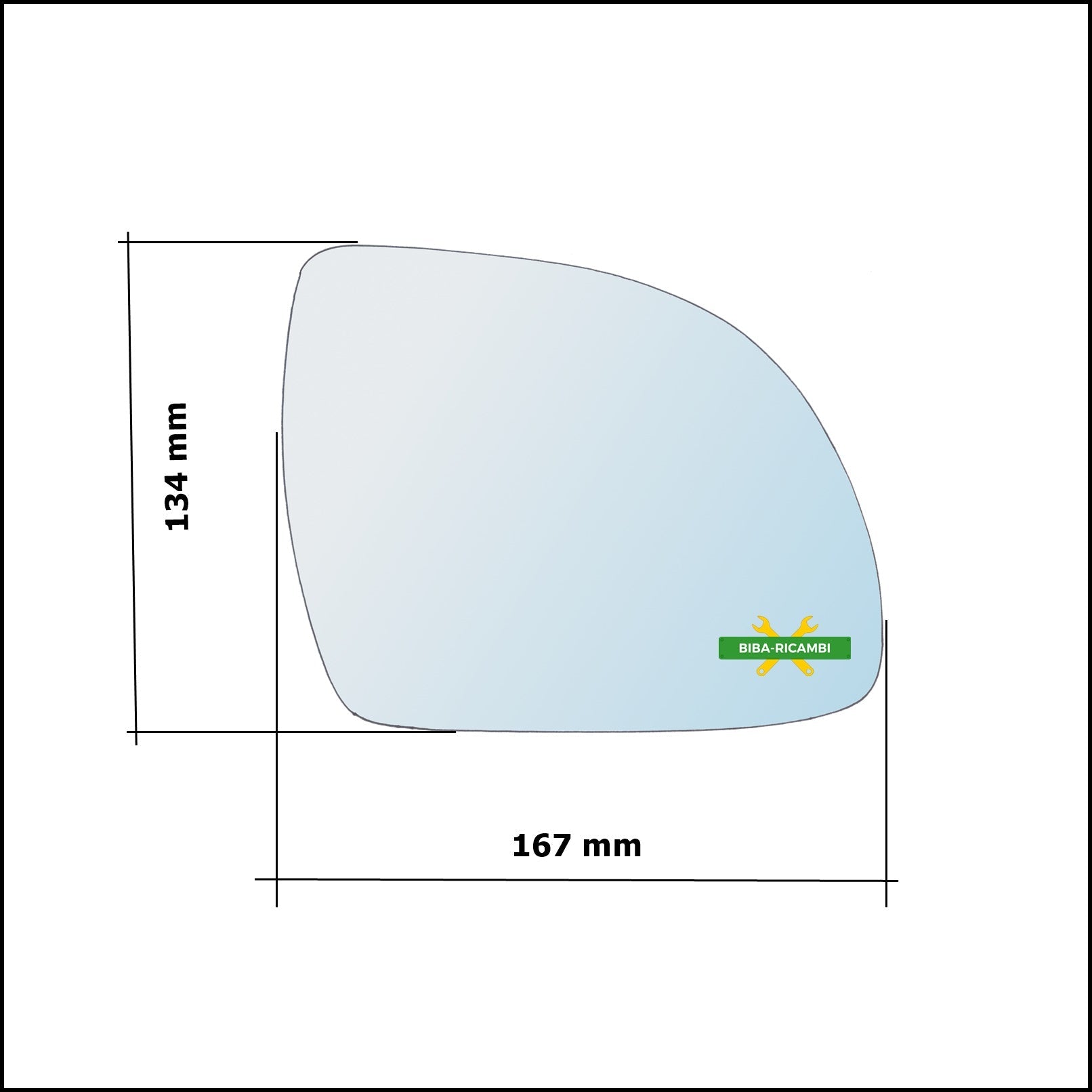 Vetro Specchio Retrovisore Cromato Lato Dx-Passeggero Per Ssangyong Korando (CK) dal 2010-2018 BIBA-RICAMBI