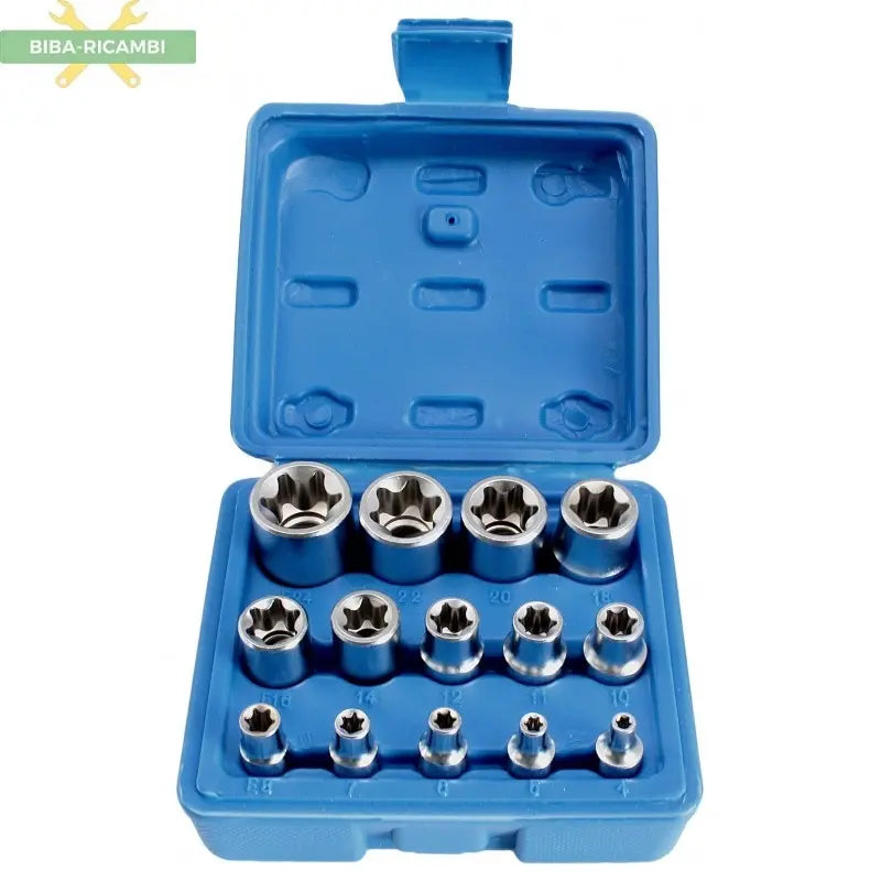 Kit Bussole Torx Femmina Cromo Vanadio 1/4" 3/8" 1/2" - Misure da 4 a 24 mm BIBA-RICAMBI