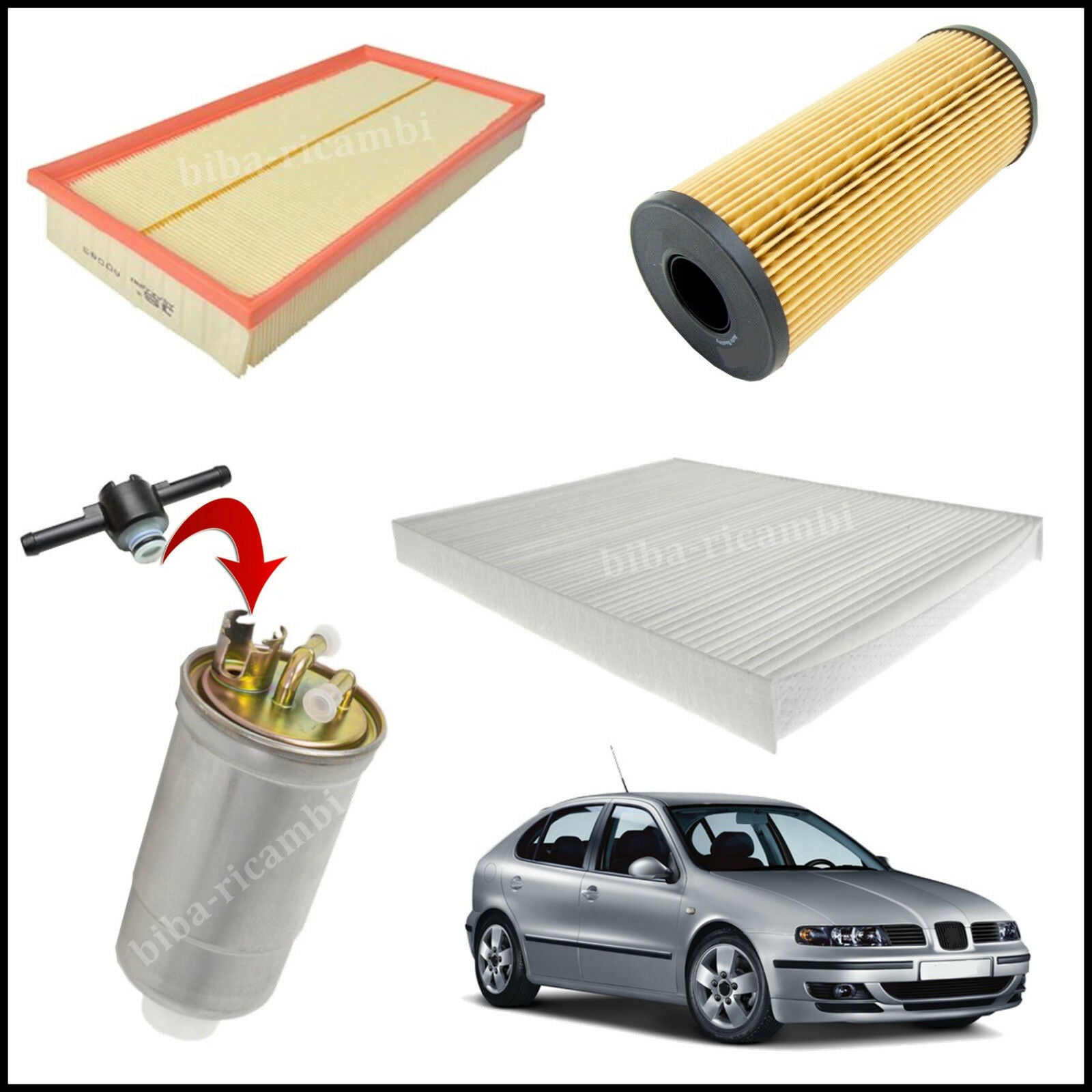 Kit Tagliando Filtri Per Seat Leon I 1.900 TDI 96kw/130cv dal 2003&gt; BIBA-RICAMBI