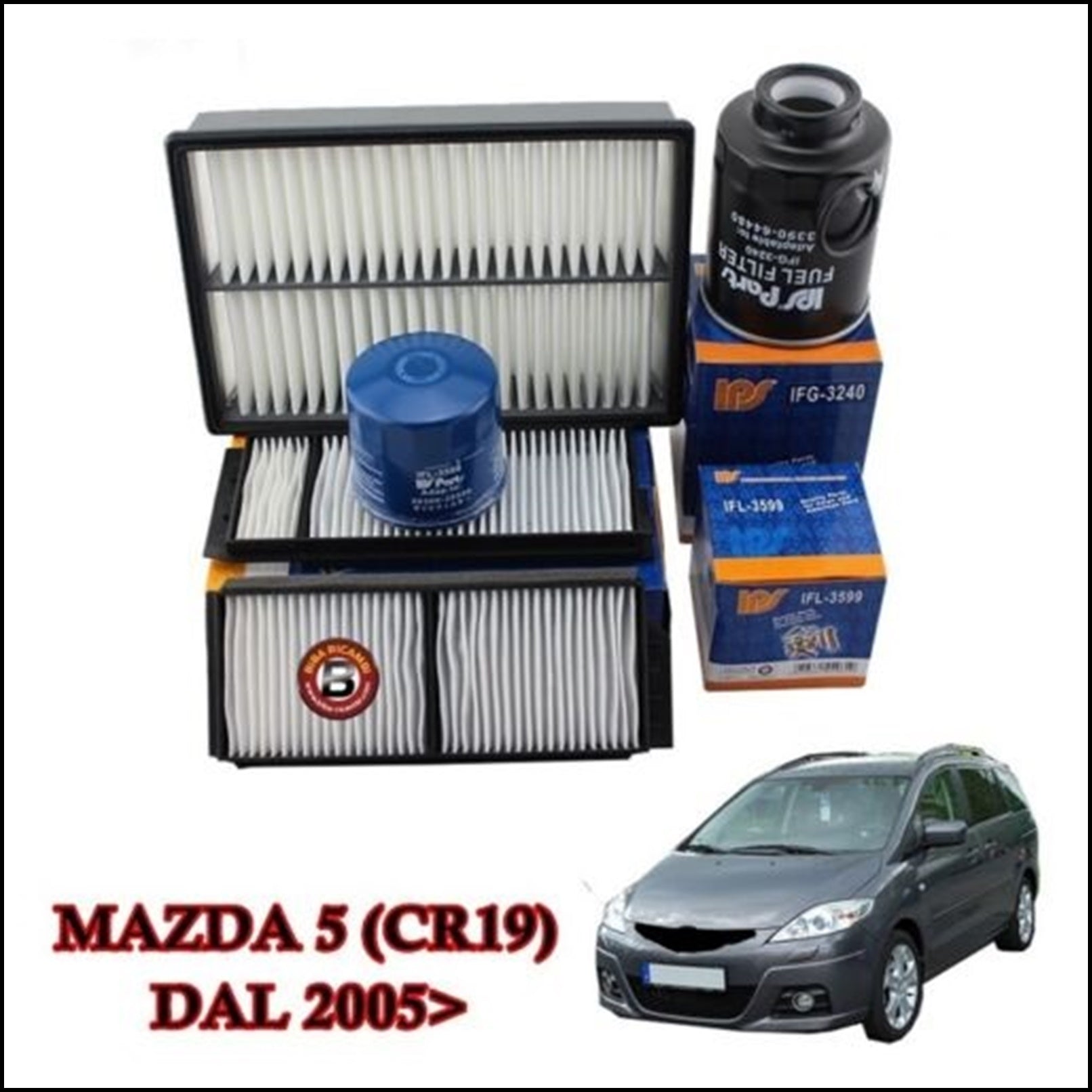 Kit Tagliando Filtri Per Mazda 5 2.000 CD 105kw/140cv dal 2005&gt; BIBA-RICAMBI