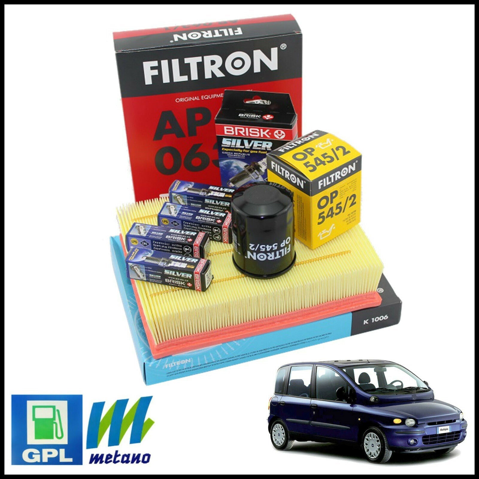 Kit Tagliando Filtri | Candele Per Fiat Multipla 1.600 BluPower 70kw/95cv dal 1999&gt; BIBA-RICAMBI