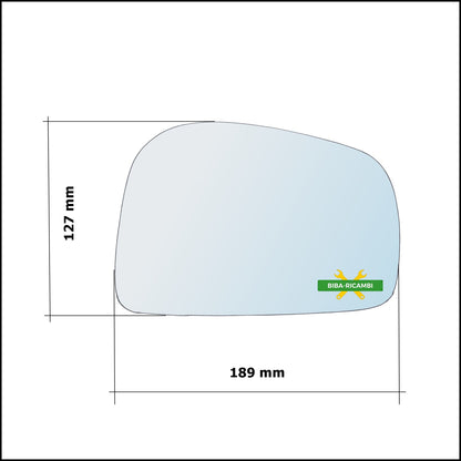 Vetro Specchio Retrovisore Asferico Lato Sx-Guidatore Per Ssangyong Musso (FJ) dal 1993-2005 BIBA-RICAMBI