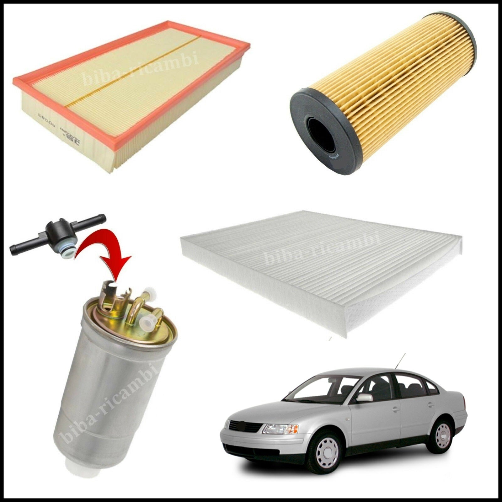 Kit Tagliando Filtri Per Volkswagen Passat (3B2) 1.900 TDI 81kw/110cv dal 1996&gt; BIBA-RICAMBI