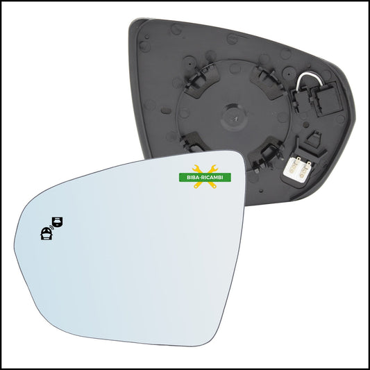 V. Specchio Retrovisore Termico Blind Spot Lato Sx-Guidatore Per Peugeot 5008 II dal 2016&gt; BIBA-RICAMBI