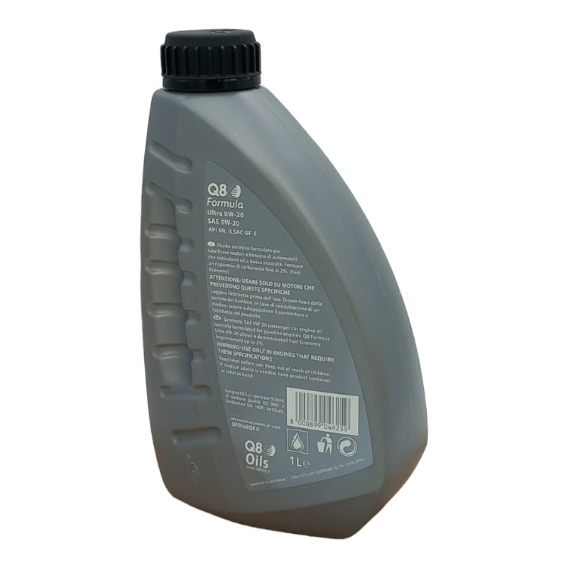 Olio Motore 0W20 Q8 Formula Ultra Specifico Per Toyota Hybrid BIBA-RICAMBI