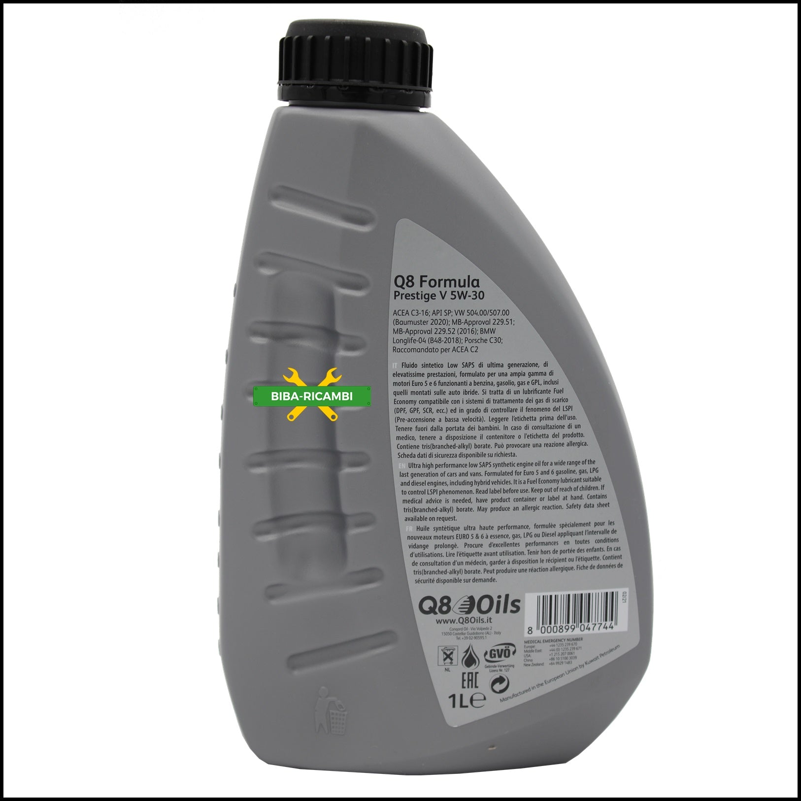 A. Olio Motore 5W30 Originale Q8 Prestige V 5W-30 Acea C2 | C3 BIBA-RICAMBI