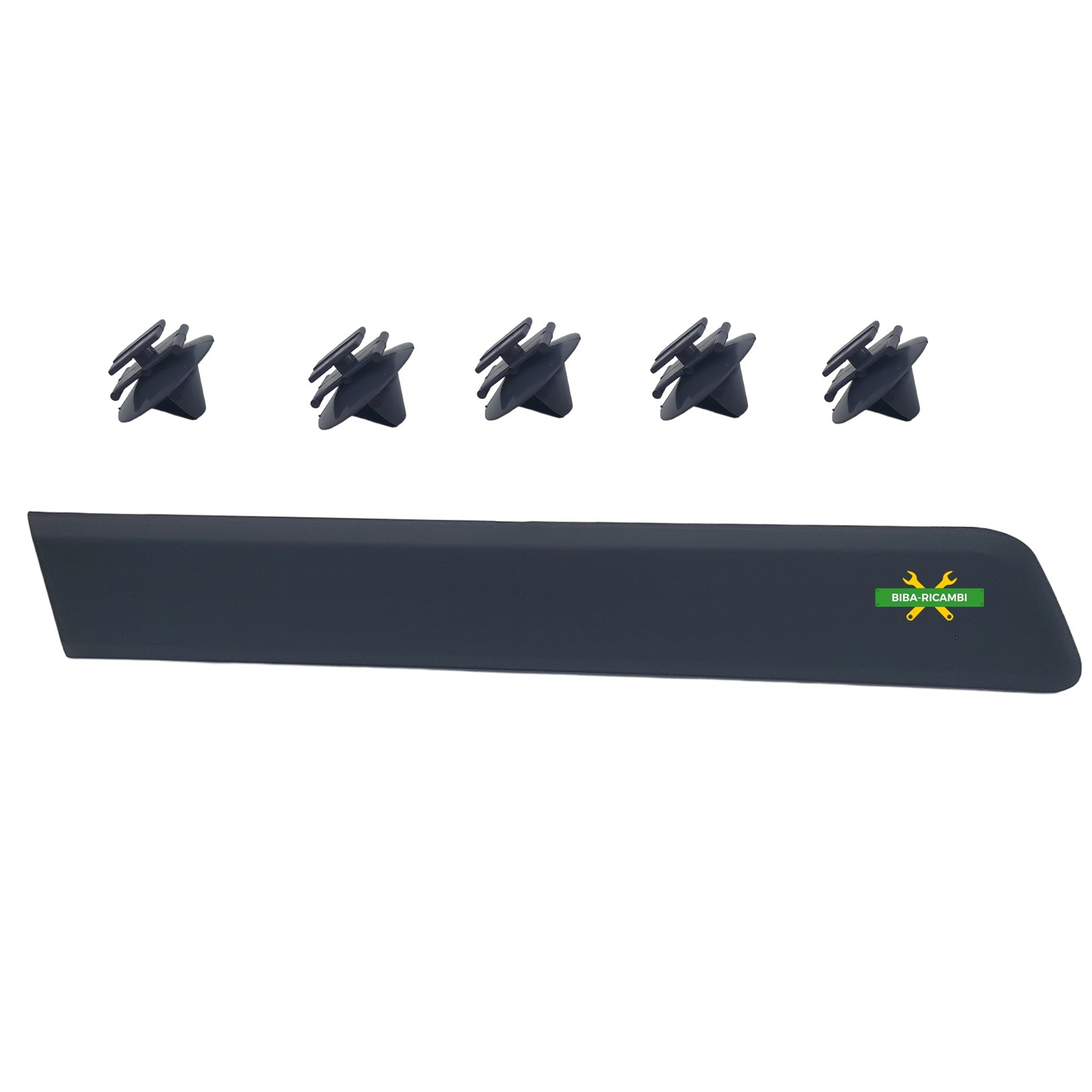 Modanatura Porta Posteriore Destra Con Clips Nera Goffrata art.453 BIBA-RICAMBI