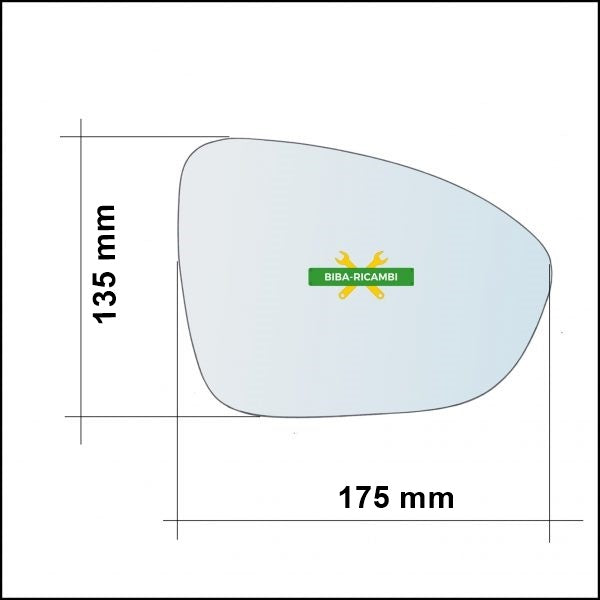 Vetro Specchio Retrovisore Lato DX Compatibile Per Nissan Juke III dal 2020&gt; BIBA-RICAMBI